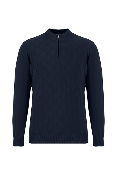 Abdullah Kiğılı Half Turtleneck Regular Fit Zippered Patterned Cotton Pack Ca...