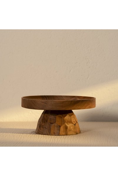 Qua Home Gio Ceviz Ahşap Ayaklı Sunum Standı 20x20x9.5 cm