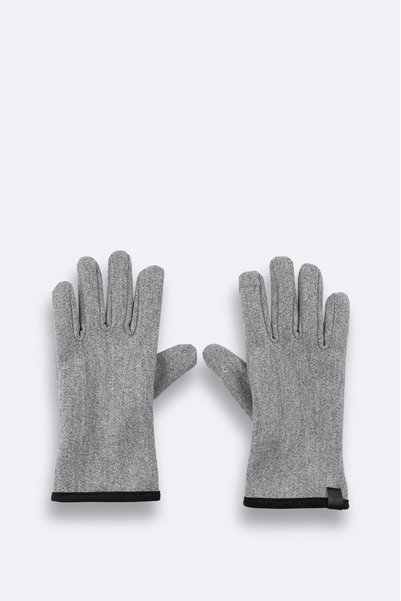 Avva Men's Gray Plain Cashmere Gloves A52Y9700