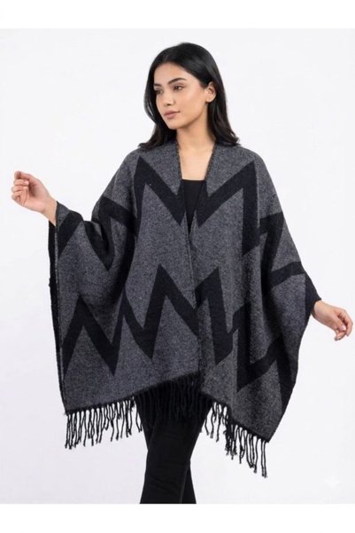 ALDAIYR Women's winter double-sided poncho shoulder 140x140