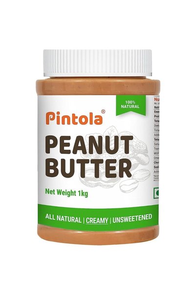 Pintola All Natural Peanut Butter (Creamy) - 1kg, Unsweetened, Non-GMO, Gluten Free