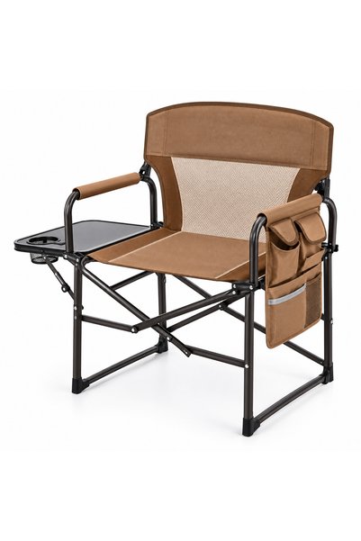 EasyLife Heavy Duty Folding Camping Chair with Side Table & Cup Holder, Porta...