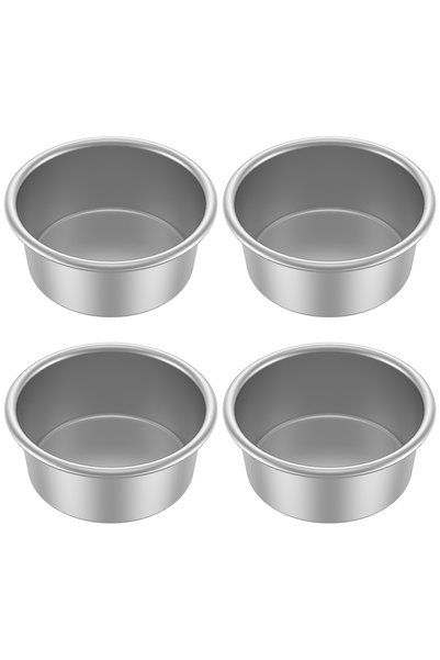 Choice 4pcs 4/8Pcs Cake Bake Pan Non-Stick 4inch Round Cake Tin Stainless Ste...