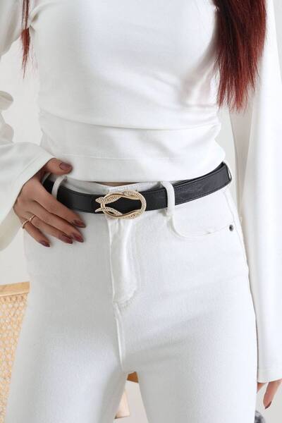 Fiori GOLD Yılan Tokalı Kadın Pantolon Kemeri, Ceket Kemeri, Elbise Kemeri, Gömlek Kemeri