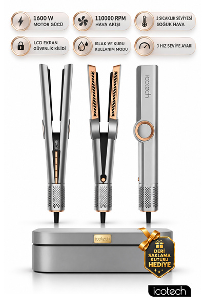 icotech Hs50 Pro Gri Airflow 1600W Saç Düzleştirici , Saç Şekillendirici , Sa...