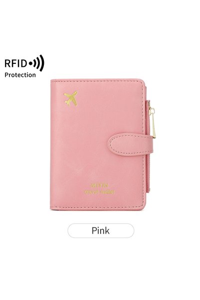 Choice6 HZ725-Pink Airplane Pattern Passport Bag Multi Functional ID Card Ban...