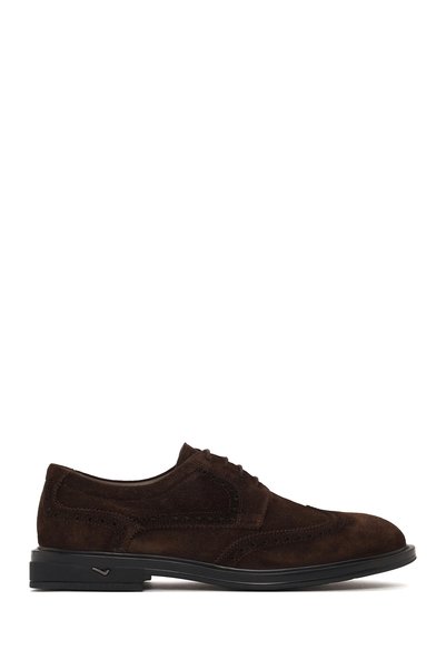 Derimod Men's Brown Lace-Up Suede Leather Classic Shoes Wm750013Ds