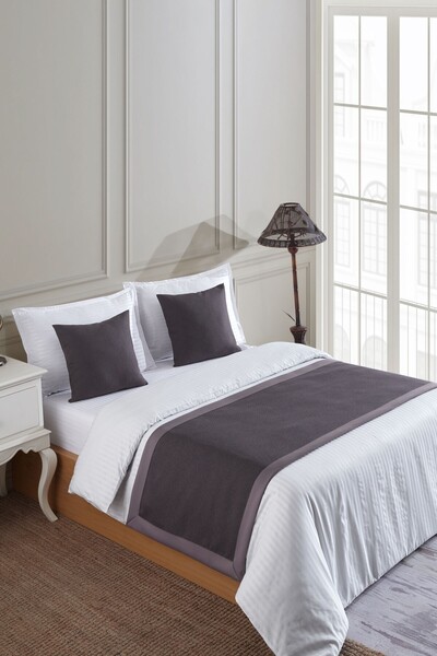 VAROL طقم مفرش سرير (رانر) مقاس 70×250 و2 وسادة زينة مقاس 45×45 – طقم ديكور ف...