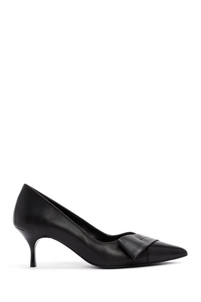 Derimod Women's Black Short Thin Heeled Leather Shoes 25Afd130118