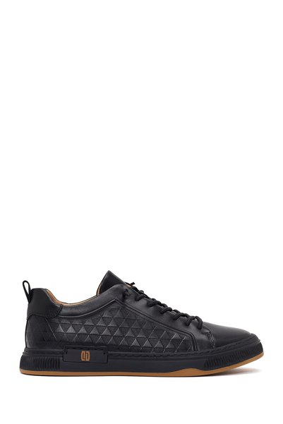 Derimod Men's Black Lace-Up Printed Leather Sneaker 26Sfd698618