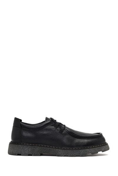 Derimod Men's Black Lace-Up Thick Sole Leather Casual Shoes 25Wfd7514Ft