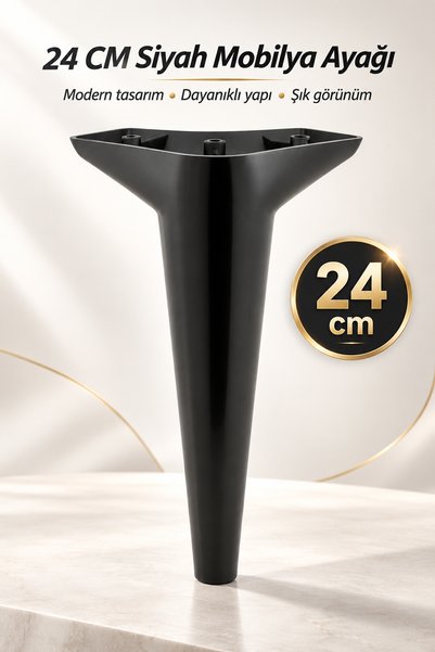 NZB Lüks Mobilya Kanepe Sehpa Tv Ünitesi Koltuk Ayağı 24 Cm Siyah Baza Ayak