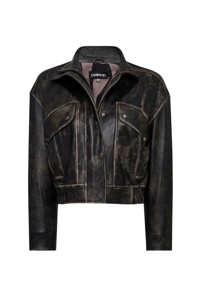 Derimod Anita Women's Brown Oversize Vintage Leather Coat 25Wgd5330G6