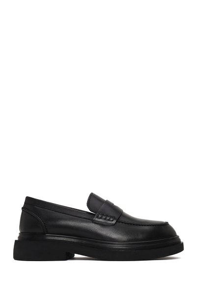 Derimod Men's Black Thick Soled Leather Loafer Wm770007Dv