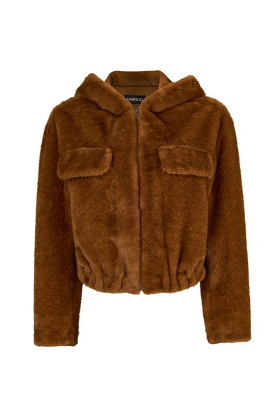 Derimod Arosa Kadın Camel Kapüşonlu Oversize Teddy Mont 26WGP5649FF