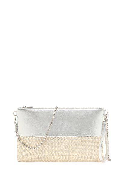 Derimod Women's Beige Long Chain Strap Straw Portfolio Bag 26Sbd221614