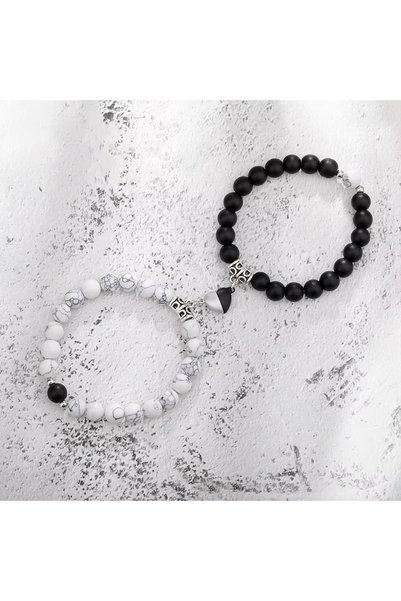 Choice ASL70298 2Pcs/Set Natural Stone Beaded Heart Magnet Attraction Couple ...