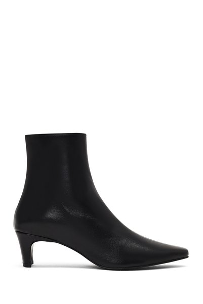 Derimod Women's Black Zippered Thick Heeled Leather Boots Wf190008Dv