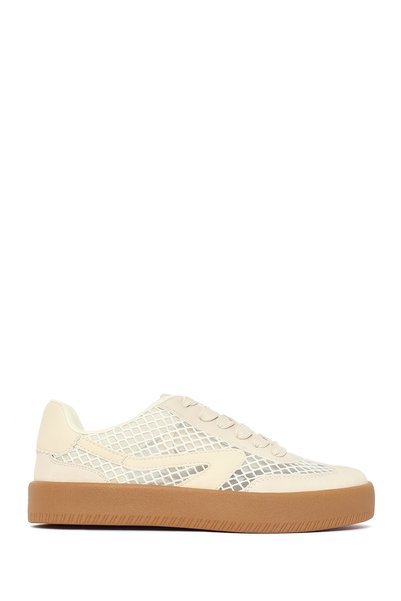 Derimod Women's Beige Lace-Up Fabric Sneaker 26Pfd43016F