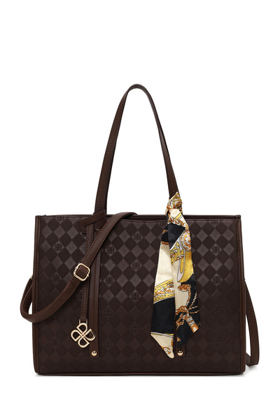 Derimod Women's Brown Printed Classic Shoulder Bag Wb500012Sb