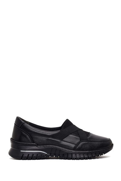 Derimod Women's Black Thick Soled Leather Comfort Shoes Af460017Dv