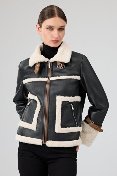 Derimod Megeve Kadın Siyah Kısa Teddy Mont 25WGP5319FF
