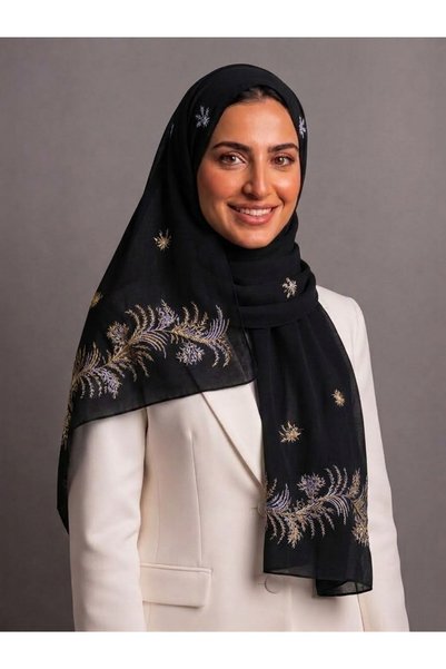 Veil Designer طرحه بوال اسو طبقتين بتطريز ذهبي علي كامل الطرحه 190*60 لا توجد...