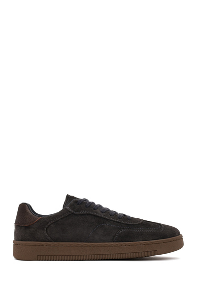 Derimod Men's Anthracite Lace-Up Thick Soled Suede Leather Sneaker Wm660016Ds