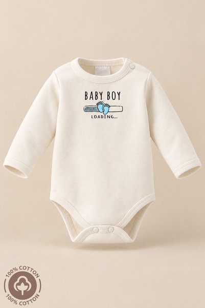Miniel Unisex Bebek %100 Organik Pamuklu Bebek Yükleniyor 0-12 Ay Uzun Kollu ...