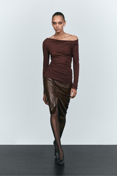 Massimo Dutti Asimetrik dökümlü uzun kollu top