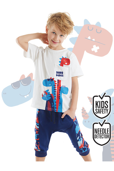 Denokids مجموعة شورت كابري تي شيرت للأولاد من Dino Dudes