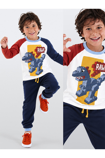 Denokids Bricks Dino Boy's T-Shirt Pants Set