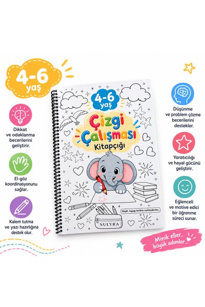 sulyra 4-6 Yaş Çizgi Çalışması ve Boyama Etkinlik Kitabı | Okul Öncesi Çizgi ...