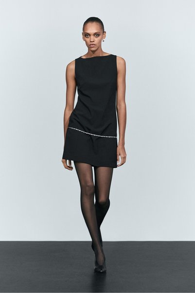 Massimo Dutti Geniş yaka mini elbise