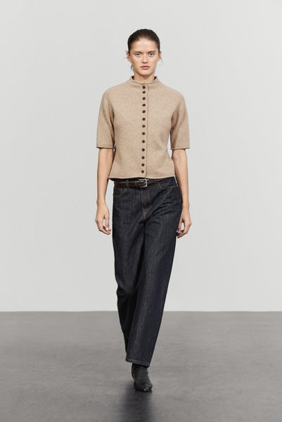 Massimo Dutti %100 yün dik yaka triko hırka
