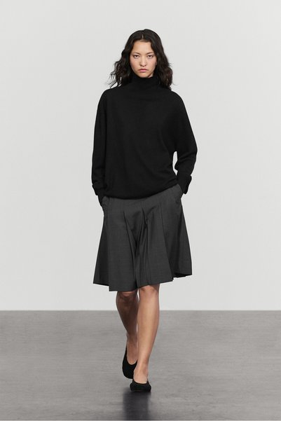 Massimo Dutti Yün karışımlı pilili etek