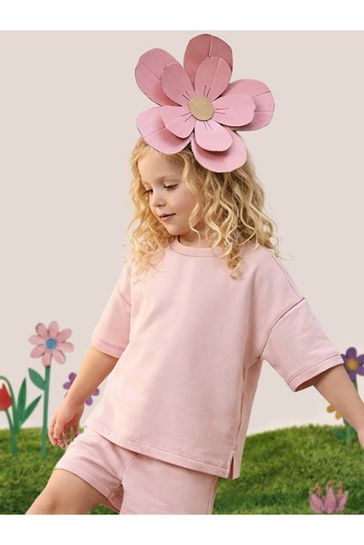 MSHB&G Pink Crew Neck Oversize T-Shirt for Girls 100% Cotton