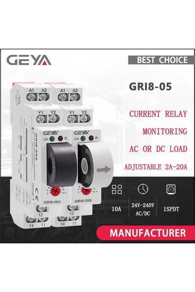 Choice1 GRI8-05B ACDCCurrent GEYA GRI8-05 AC or DC Current Monitoring Relay S...