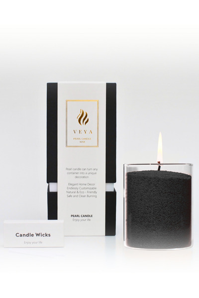 VEYA Lumânare din ceară cu perle – Obsidian negru