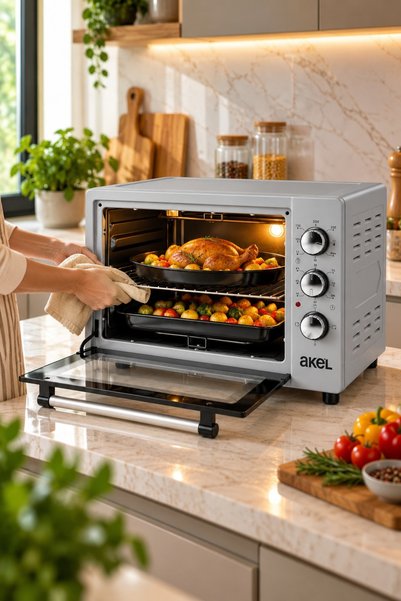 Akel Lambalı, Termostatlı, Çift Tepsili 38 Litre Midi Fırın Af380l
