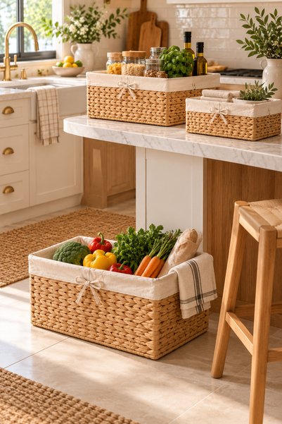 KaiHome Natural Wicker Inner Protection 3-Piece Organizer Basket Set – Closet...