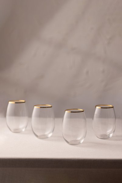 Rakle Astoria Gold 4-Piece Water Glass Set 350 Cc