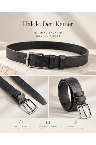 DETECTOR 100% Genuine Leather Men's Jeans Belt - 3.5 - 4 mm Thick Durable Cas...