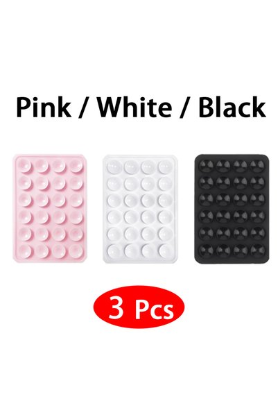 Choice Pink White Black 3Pcs Candy Color Silicone Suction Phone Case Mount No...