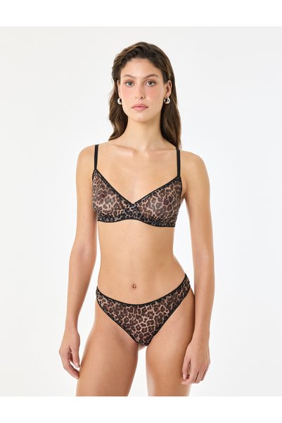 Koton Underwired Non-Padded Patterned Tulle Bra