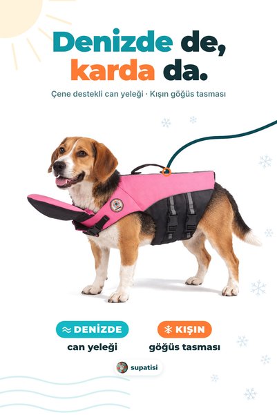 SuPatisi Çene Destekli Köpek Can Yeleği - Tutma Kollu, Yansıtıcı Şeritli, Göğ...