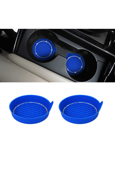 Choice10 Blue 2pcs 2/4pcs Car Cup Holder Coaster Silicone Cup Holder With Bli...