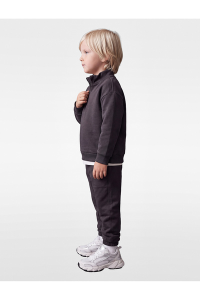 Koton Cotton Stand Collar Long Sleeve Embroidered Tracksuit Set