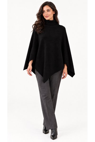 Sebir Moda Poncho tricotat cu guler înalt