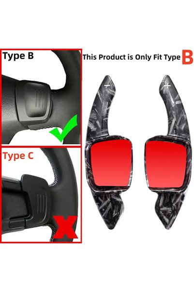 Choice For Type B Black ABS Carbon Fiber Print Paddle Shift For Volkswagen Am...